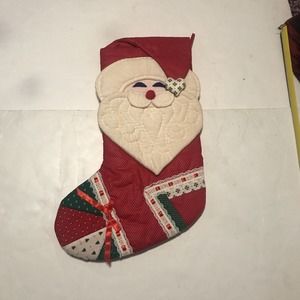 Christmas Stocking Santa Hat Close Quilted 15 Inch Tall 3807
